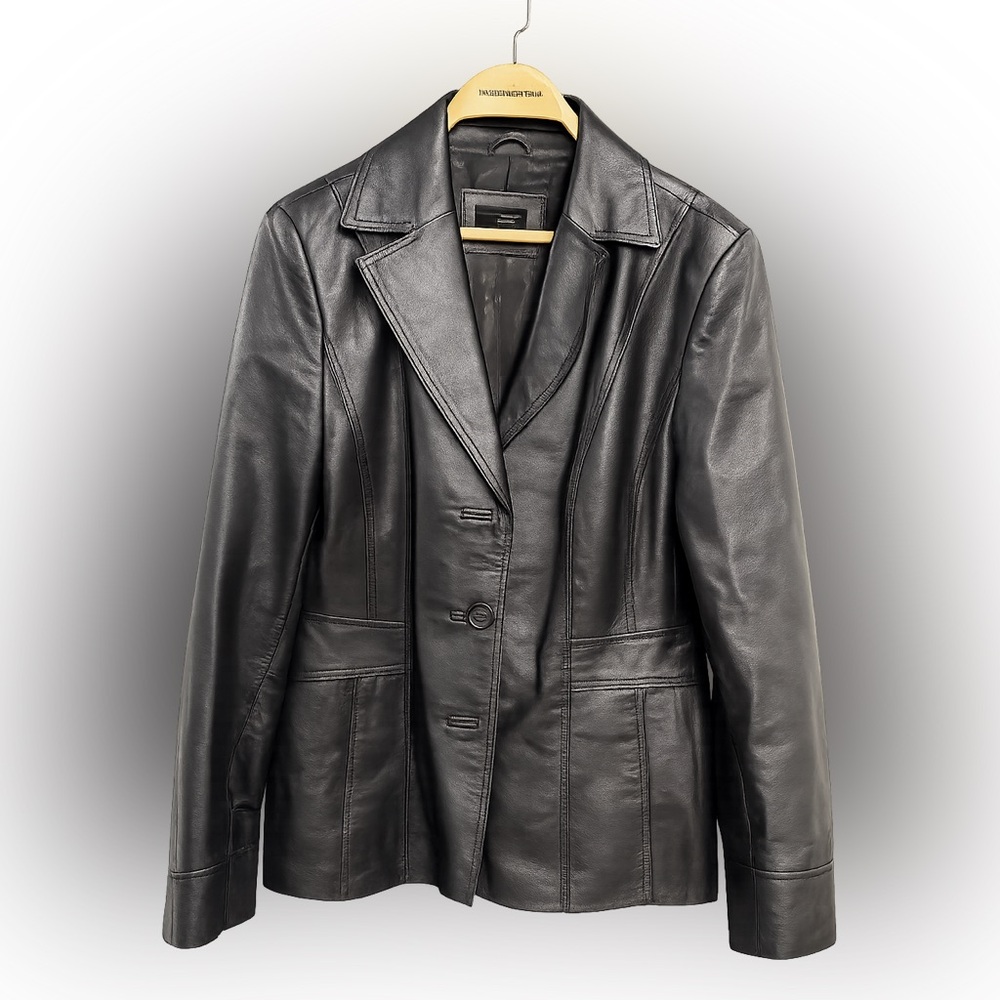 East 5th Women's Black Leather Blazer